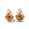 Glass Round Pendants, with Plastic Finding and Foam Glitter, Dark Goldenrod, 21x16mm, Hole: 2.5mm