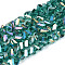 Electroplate Transparent Glass Beads Strands, Triangle, AB Color Plated, Faceted, Teal, 3~3.5x4~4.5x4~4.5mm, Hole: 0.8mm, about 121~131pcs/strand, 14.37~15.35 inch(36.5~39cm)