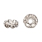 Brass Grade A Crystal Rhinestone Spacer Beads, Cadmium Free & Lead Free, Waves Edge, Rondelle, Platinum, 6x3mm, Hole: 1mm