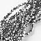 Electroplate Glass Beads Strands, Full Plated, Faceted, Bicone, Silver, 3.5~3.8x3mm, Hole: 1mm, about 107~110pcs/strand, 32.5~34cm