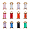 24Pcs 12 Colors Brass Cubic Zirconia Charms, with 30Pcs 304 Stainless Steel, with Open Jump Rings, Rectangle, Mixed Color, 4~8.5x4x0.5~3mm, Hole: 1mm