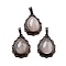 Natural Rose QuartzTeardrop Pendants, Red Copper Tone Brass Charms, 28.5x20.5x7mm, Hole: 8x5mm