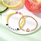 2Pcs 2 Styles Teachers' Day Handmade Polymer Clay Heishi Beaded Bracelet & Brass Spacer Beads Bracelet Set, Stackable Bracelets, Word Teach & Apple, Mixed Color, 7~9.5m Wide, Inner Diameter: 2-1/8~2-3/8 inch(5.3~5.95cm)
