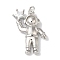 Rack Plating Brass Micro Pave Clear Cubic Zirconia Pendants, with Jump Ring, Long-Lasting Plated, Lead Free & Cadmium Free, Spaceman, Platinum, 25.5x18x4.5mm, Hole: 3mm