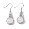 Natural Quartz Crystal Gourd Dangle Earrings with Crystal Rhinestone, Platinum Brass Jewelry for Women, 39mm, Pin: 0.6mm