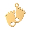 Ion Plating(IP) 304 Stainless Steel Pendants, Laser Cut, Footprint Charm, Golden, 26x21.5x1mm, Hole: 2.5mm