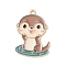 Alloy Enamel Pendants, Beaver Charm, Light Gold, Camel, 29.5x20x1mm, Hole: 1.8mm