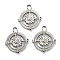 Non-Tarnish 304 Stainless Steel Pendants, Flat Round with Compass, Stainless Steel Color, 17x15x2mm, Hole: 2mm
