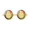 Real 18K Gold Plated Brass Micro Pave Colorful Cubic Zirconia Connector Charms, Cadmium Free & Nickel Free & Lead Free, Religion Oval Links, Virgin, 13.5x16x2mm, Hole: 1.1mm