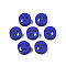 Handmade Polymer Clay Beads, Flat Round with Expression, Medium Blue, 9~10x4~5mm, Hole: 1.6mm