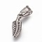 Tarnish Resistant 304 Stainless Steel Pendants, Feather, Stainless Steel Color, 21x7.5x3mm, Hole: 5x7.5mm