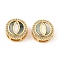 Brass Micro Pave Clear Cubic Zirconia Slide Charms, with Shell, Long-Lasting Plated, Lead Free & Cadmium Free, Real 18K Gold Plated, Flat Round, Eye, 13x6mm, Hole: 5x2mm