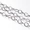 Iron Cable Chains, Textured, Unwelded, with Spool, Flat Oval, Platinum, 8x6x1mm, about 164.04 Feet(50m)/roll