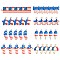 40Pcs 8 Style Independence Day Rack Plating Alloy Enamel Pendants, Light Gold, Cadmium Free & Nickel Free & Lead Free, Star & Cross & Bowknot, Mixed Color, 15~23x8.5~16x1~2mm, Hole: 2mm, 5pcs/style