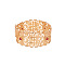 Brass Bangle, with Cubic Zirconia, Heart, Golden, 61.7mm