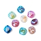 Glass Rhinestone Cabochons, Mocha Fluorescent Style, Pointed Back, Faceted, Square, Mixed Color, 12x12x6mm