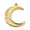 304 Stainless Steel Pendants, Moon Charm, Golden, 23x18x1.5mm, Hole: 1.6mm