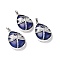 Natural Lapis Lazuli Pendants, with Platinum Tone Brass Findings, Dyed, Lead Free & Cadmium Free, Teardrop with Dragonfly Charms, 40~40.5x26~26.5x9~9.5mm, Hole: 5x7mm