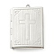 Tarnish Resistant 304 Stainless Steel Diffuser Locket Pendants for Teachers' Day, Photo Frame Pendants for Necklaces, Book with Cross, Stainless Steel Color, 39x27x5.5mm, Hole: 2.5mm, Inner Diameter: 28.5x18.5mm