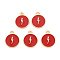 Alloy Enamel Pendants, Cadmium Free & Lead Free, Light Gold, Flat Round with Lightning, Crimson, 16x13x2mm, Hole: 1.6mm