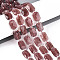 Natural Strawberry Quartz Beads Strands, Rectangle, Faceted, with Seed Beads, 11.5~12x8x4~5mm, Hole: 0.9mm, about 26~27pcs/strand, 14.57~15.08''(37~38.3cm)
