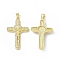 Rack Plating Eco-friendly Brass Pendants, Micro Pave Clear Cubic Zirconia, Long-Lasting Plated, Lead Free & Cadmium Free, Religion Crucifix Cross Charm, Real 18K Gold Plated, 37x23x4.5mm, Hole: 4x3mm
