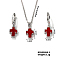 Elegant Cross Brass Rhinestones Necklace & Hoop Earrings Set for Women, Red, Platinum