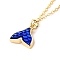 Mermaid Fishtail Resin Pendant Necklace, Daity Animal Brass Necklace for Girl Women, Golden, Blue, Pendant: 14x13x4.5mm, 17.72 inch(45cm)