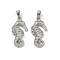 Brass Micro Pave Cubic Zirconia Pendants, Cadmium Free & Lead Free, Sea Horse, Platinum, 23x11.5x4.5mm, Hole: 4.5x2mm