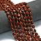 Natural Red Jasper Beads Strands, Faceted Pentagonal Cut, Flat Round, with Seed Beads, 8~8.5x5mm, Hole: 0.8mm, about 36pcs/strand, 15.16''~15.24''(38.5~38.7cm)