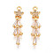 Brass Micro Pave Cubic Zirconia Pendants, Star, Real 18K Gold Plated, 26x6x3.5mm, Hole: 1.5mm