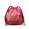 Chinese Style Stain Brocade Jewelry Packing Pouches, Drawstring Gift Bags, Auspicious Cloud Pattern, Medium Violet Red, 11x11cm