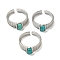 Natural Turquoise Adjustable Rings, with Platinum Brass Findings, Long-Lasting Plated, Jewely for Women, Rectangle, 5.2mm, Inner Diameter: Adjustable