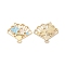 Alloy Enamel Pendants, Golden, Fan with Flower Charm, Light Blue, 25.5x30x2mm, Hole: 1.8mm