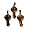 Natural Tiger Eye Pendants, with Platinum Plated Iron Snap on Bails, Heart Shaped Key Charms, 38~39x18~19x7~8mm, Hole: 7.5x3mm