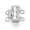 925 Sterling Silver Box Clasps, Column with Jump Ring, with S925 Stamp, 2-Strand, 4-Hole, Platinum, 12x11x6.8mm, Hole: 2mm
