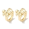 Bowknot Brass Hoop Earrings for Women, Real 18K Gold Plated, 11.5x9.5mm