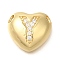Rack Plating Brass Micro Pave Cubic Zirconia Pendants, Cadmium Free & Lead Free, Heart with Letter A~Z Charms, Real 18K Gold Plated, Letter Y, 14.5x16x6mm, Hole: 3mm