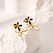Stylish Flower Stainless Steel Dangle Stud Earrings, Golden, 30.3mm
