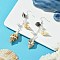 Brass Shell Shape Dangle Earrings, with Spiral Shell Charms and Shell Pearl Bead, Silver, 74~79mm
