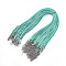 Waxed Cord Necklace Making, with Zinc Alloy Lobster Clasps, Platinum, Dark Turquoise, 17.8 inch~18 inch(45.5~46cm), 2mm