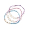3Pcs 3 Style Star & Moon & Butterfly Shell & Seed Beaded Stretch Bracelets Set, Mixed Color, Inner Diameter: 2-1/8 inch(5.3cm), 1Pc/style
