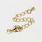 PVD Vacuum Plating Brass Chain Extender, Soldered, with Lobster Claw Clasps, Cadmium Free & Lead Free, Golden, 50~70mm, Clasps: 12x7mm, Hole: 3mm
