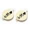 201 Stainless Steel Enamel Links connectors, for Valentine's Day, Flat Round with Heartbeat, Black, Golden, 16x21x1mm, Hole: 1.4mm