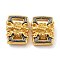 Brass Connector Charms, Cadmium Free & Nickel Free & Lead Free, Rectangle Links, Antique Silver & Golden, 16.5x13x6mm, Hole: 6x2.5mm and 5x2.5mm