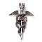 Tibetan Style Alloy Pendants, with Rhinestone Cadmium Free & Lead Free, Dragon, Red, Antique Silver, 50x32x7.5mm, Hole: 4x6mm
