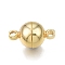 Brass Magnetic Clasps, Nickel Free, Round, Real 18K Gold Plated, 14x8x8mm, Hole: 1.4mm