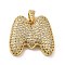 Brass Micro Pave Cubic Zirconia Pendants, Cadmium Free & Lead Free, Long-Lasting Plated, Real 18K Gold Plated, Letter M, 19.5x21.5x5mm, Hole: 4.5x3mm