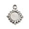 Non-Tarnish 304 Stainless Steel Pendant Cabochon Settings, Sun, Stainless Steel Color, Tray: 8mm, 19x15x2mm, Hole: 2.5mm