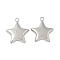 304 Stainless Steel Pendants, Star Charms, Non-Tarnish, Stainless Steel Color, 23.5x20.5x6mm, Hole: 2.5mm